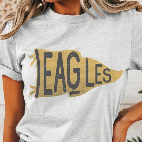 Other - Eagles pennant mascot, Eagles Gold and black game day, football mom tshirt, cute